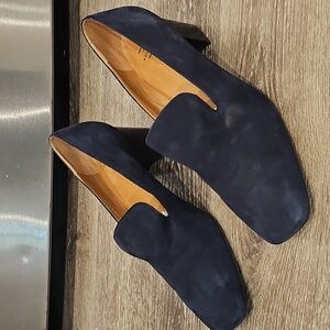 AQUATALIA Weatherproof Blue Suede Heeled Loafers Pumps Size 9